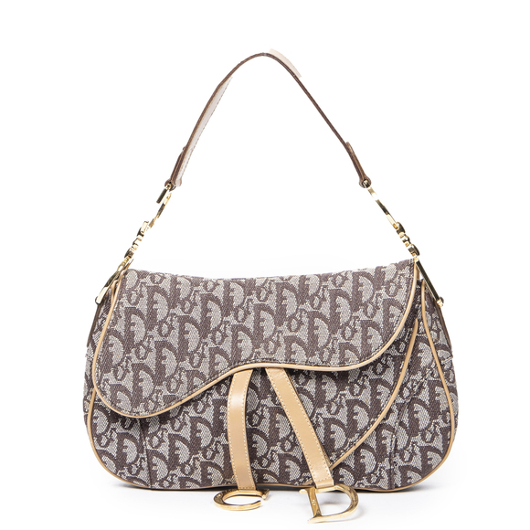 Dior Handbags - Dior Double Saddle Bag in Beige/Brown Diorissimo Canvas